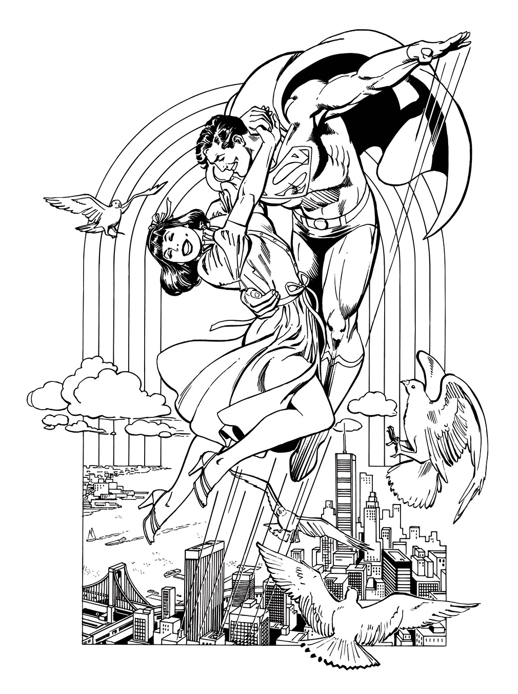 Superman and Lois over Metropolis by Garcia-Lopez