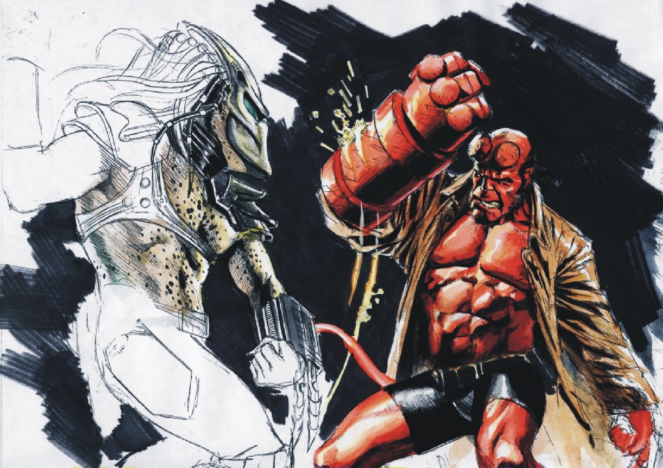 Hellboy vs. Predator sketch