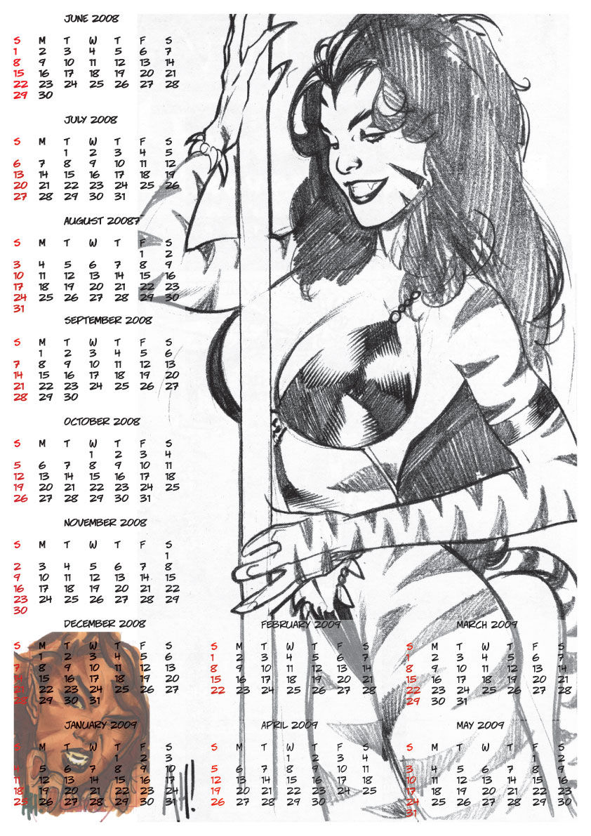 2008 Calendar feat. Tigra by Adam Hughes