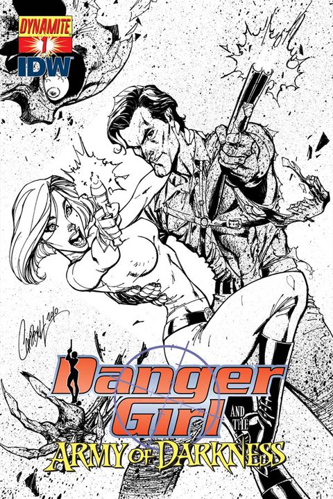 Danger Girl and the Army of Darkness #1 (J Scott Campbell black & white incentive cover